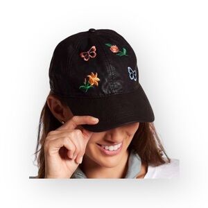 new SOTM ✿ Floral Embroidered ✿ Baseball Cap Hat ✿ Black ✿ Colorful Embroidery ✿